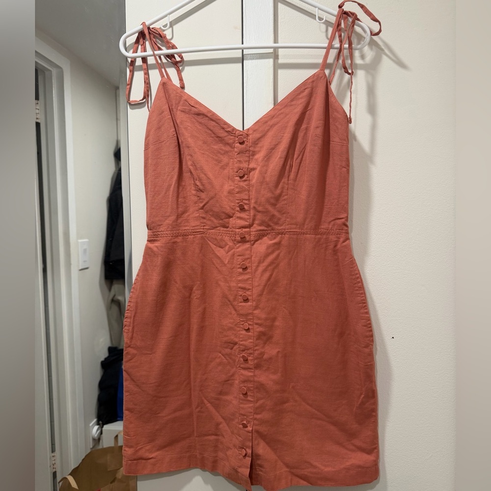 Abercrombie & Fitch Women Button-Front Summer Mini Dress Sleeveless Pink Size S